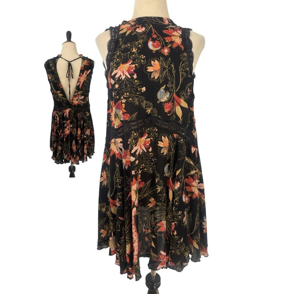 intimately FREE PEOPLE Floral Tunic TOP S Fairy Lace Boho Whimsigoth Indie Artsy
